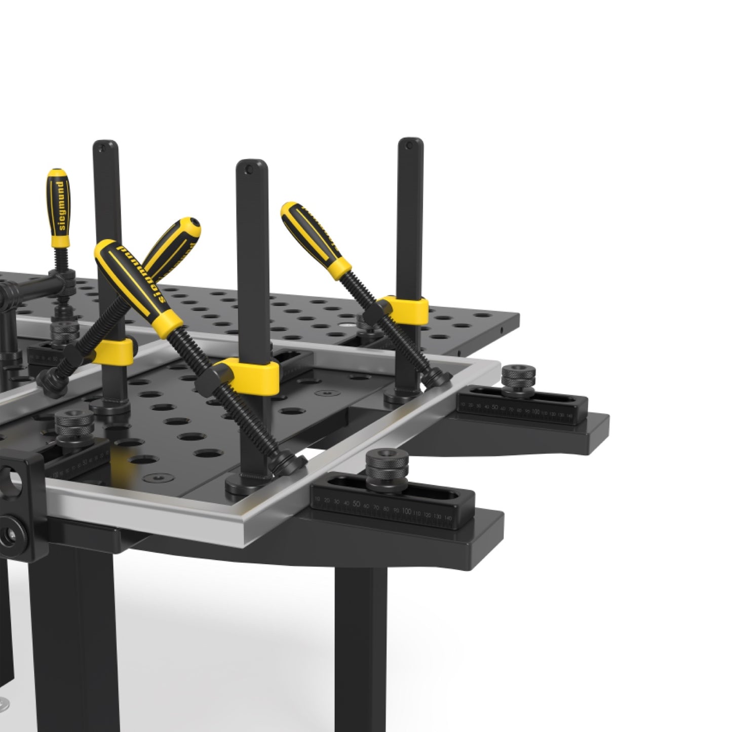 Tavolo da saldatura Siegmund Basic 8.7 Nitrurato al plasma - con fori e griglia diagonale System 28