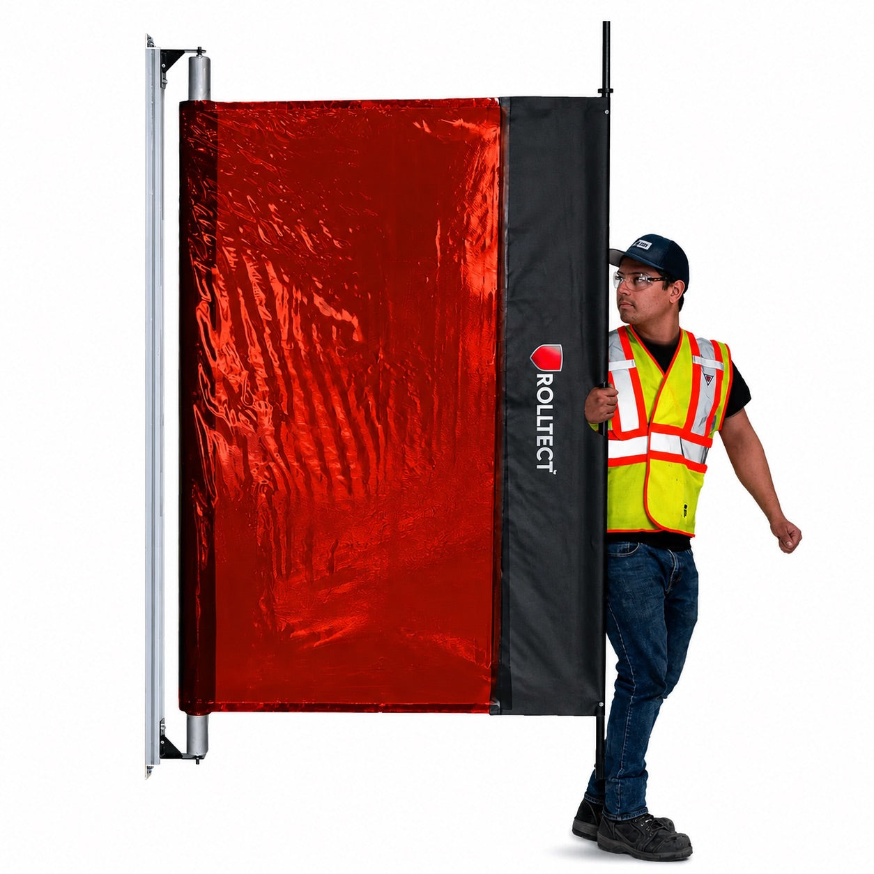Tenda retrattile di protezione per saldatura 6000x1680mm con ganci di bloccaggio