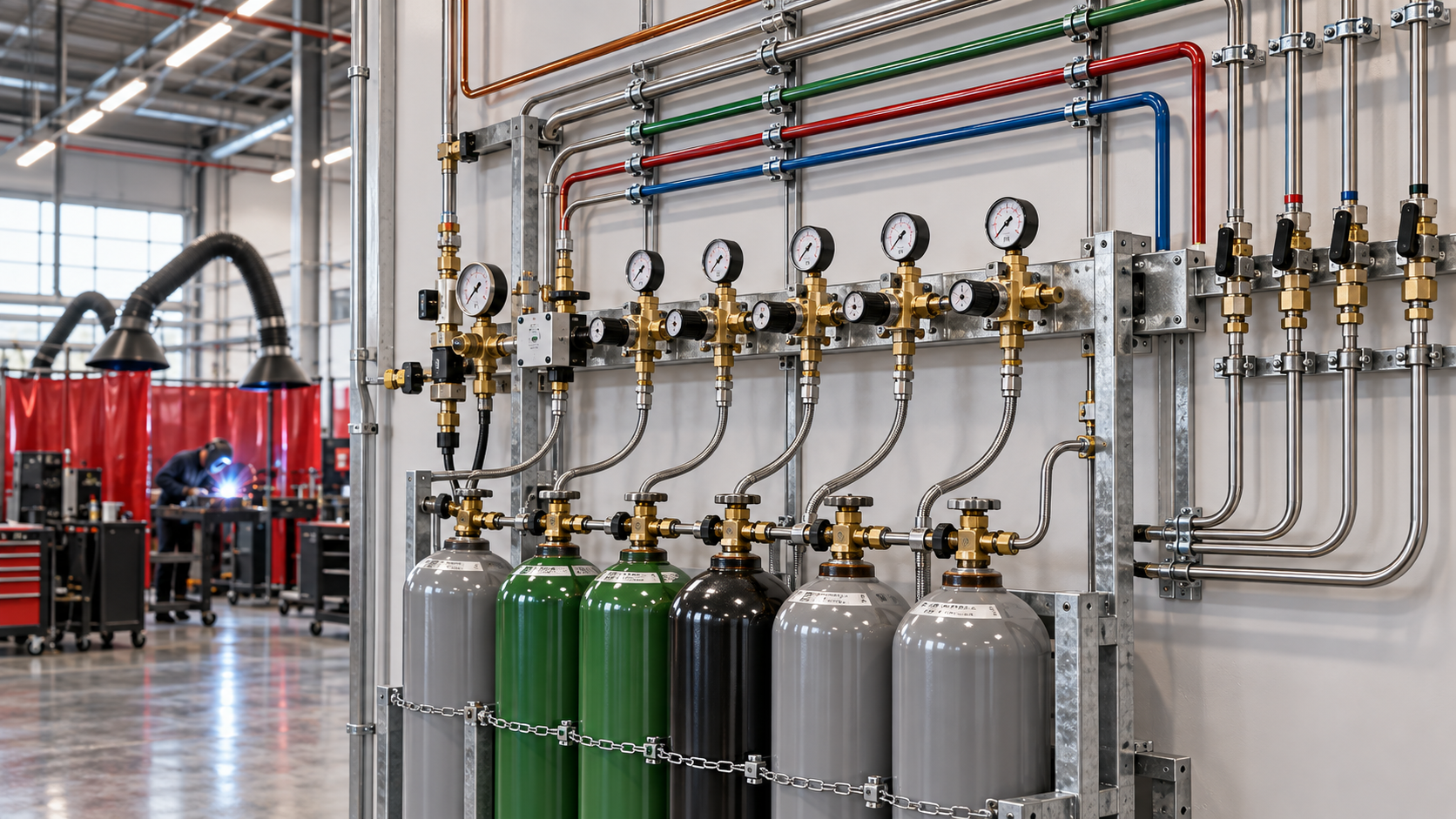 Esempio illustrativo di sistema centralizzato per la distribuzione di gas tecnici